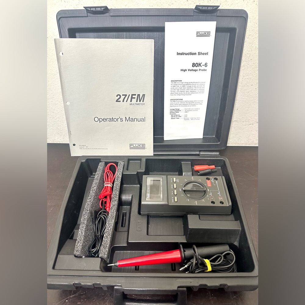 Fluke 27/FM Extremely Rugged Digital Handheld Waterproof Multimeter w/80-6 Probe